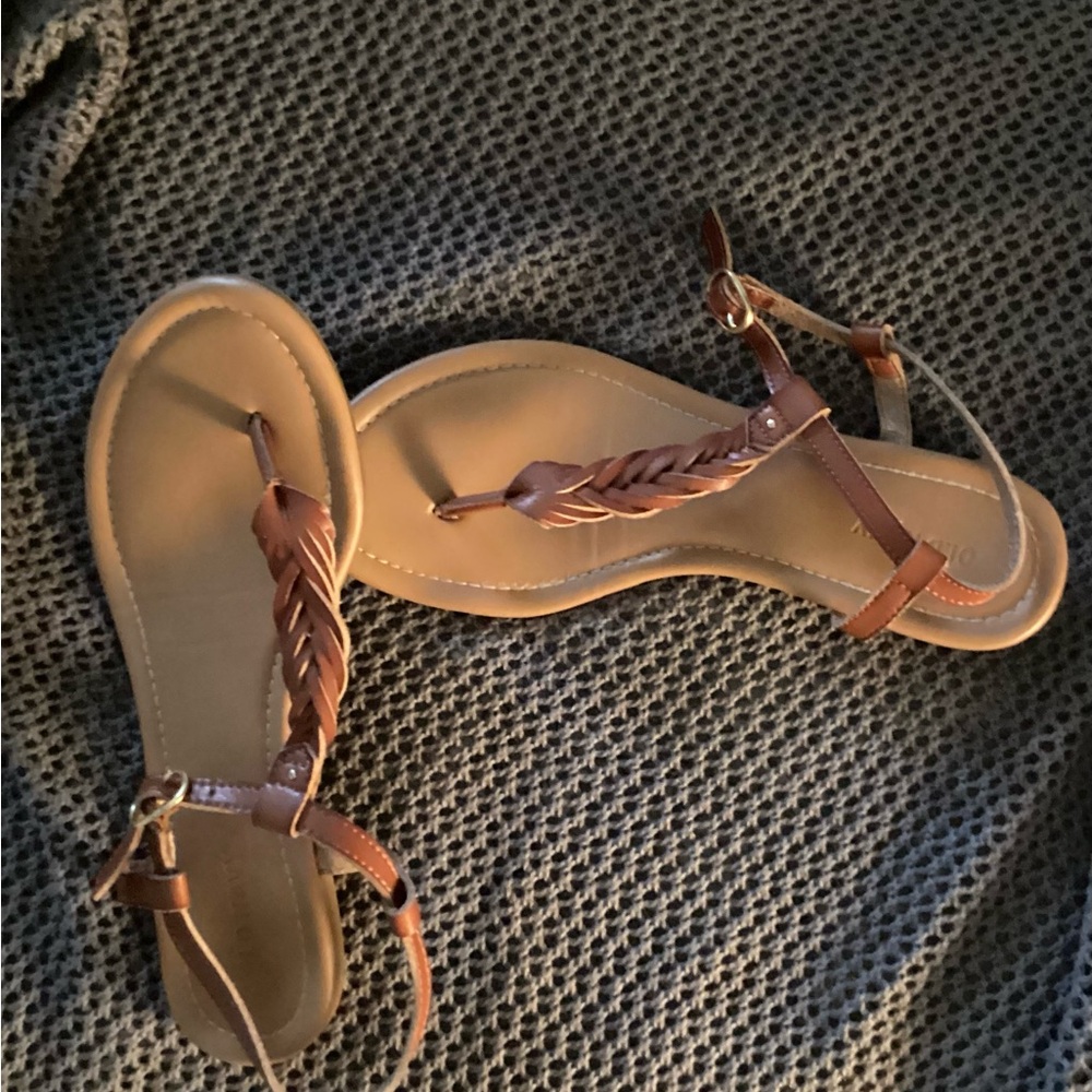Old Navy Brown Sandals Leather Slip-On